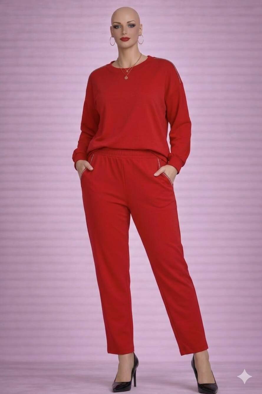 Women’s Knit Lounge Set XL Stretch Soft Cozy 2 Piece Outfit
